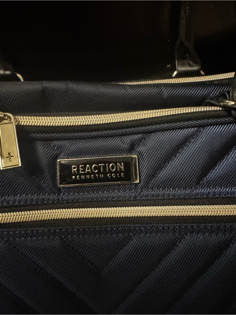 Kenneth Cole Reaction Quilted Navy Tote with Gold Hardware